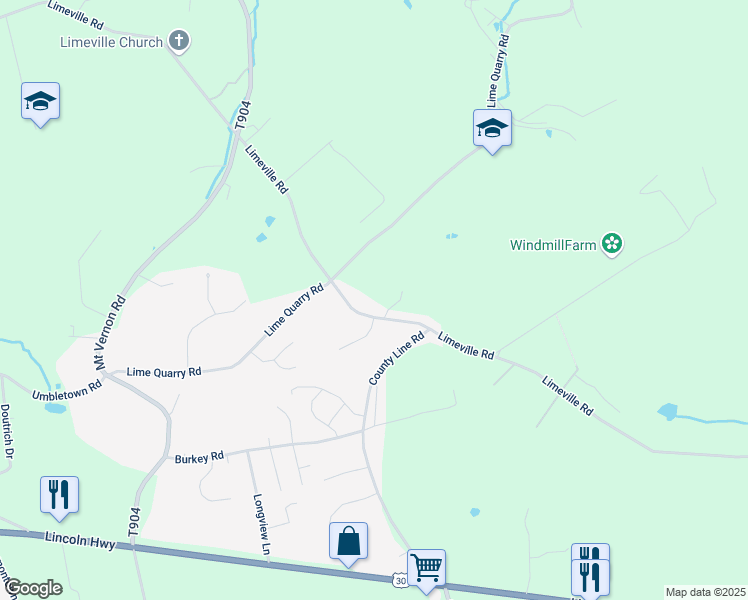 map of restaurants, bars, coffee shops, grocery stores, and more near 5849 Limeville Road in Gap