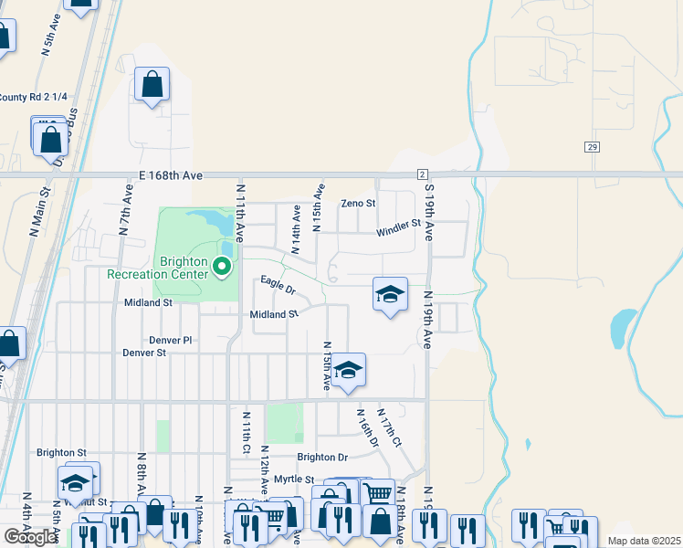 map of restaurants, bars, coffee shops, grocery stores, and more near 1505 August Lane in Brighton