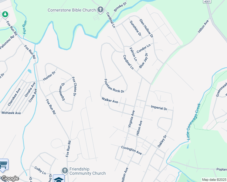 map of restaurants, bars, coffee shops, grocery stores, and more near 1708 Fountain Rock Drive in Dover