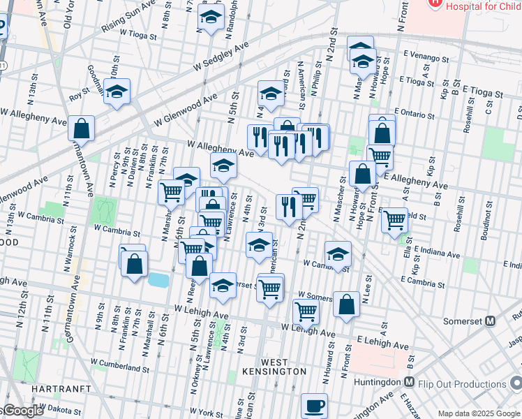 map of restaurants, bars, coffee shops, grocery stores, and more near 3026 North 3rd Street in Philadelphia