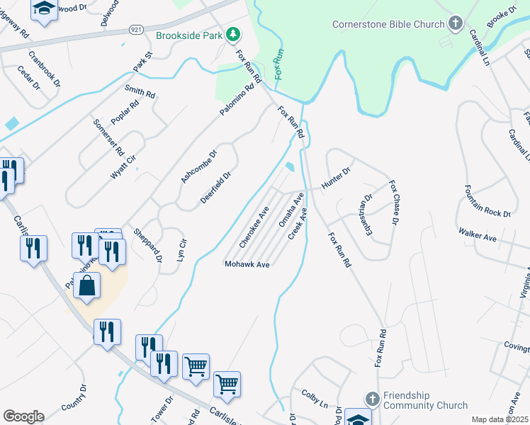 map of restaurants, bars, coffee shops, grocery stores, and more near 92 Cherokee Avenue in Dover