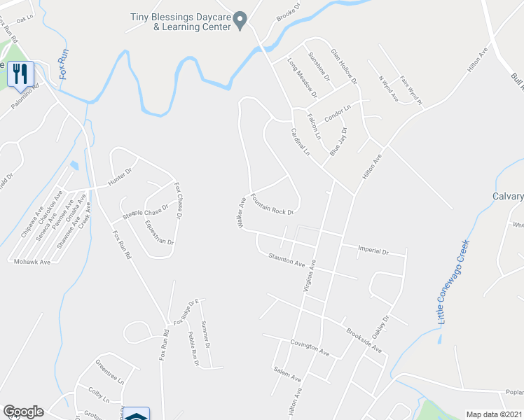 map of restaurants, bars, coffee shops, grocery stores, and more near 1706 Fountain Rock Drive in Dover