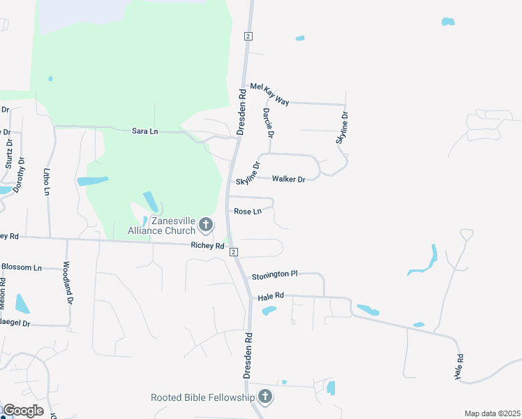 map of restaurants, bars, coffee shops, grocery stores, and more near 370B Jonathan Lane in Zanesville