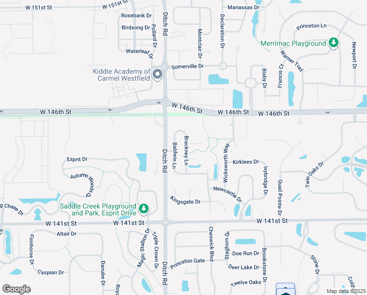 map of restaurants, bars, coffee shops, grocery stores, and more near 14531 Baldwin Lane in Carmel