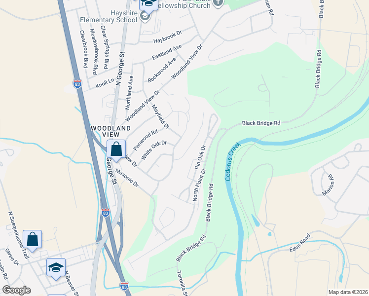 map of restaurants, bars, coffee shops, grocery stores, and more near 660 Skyview Drive in York