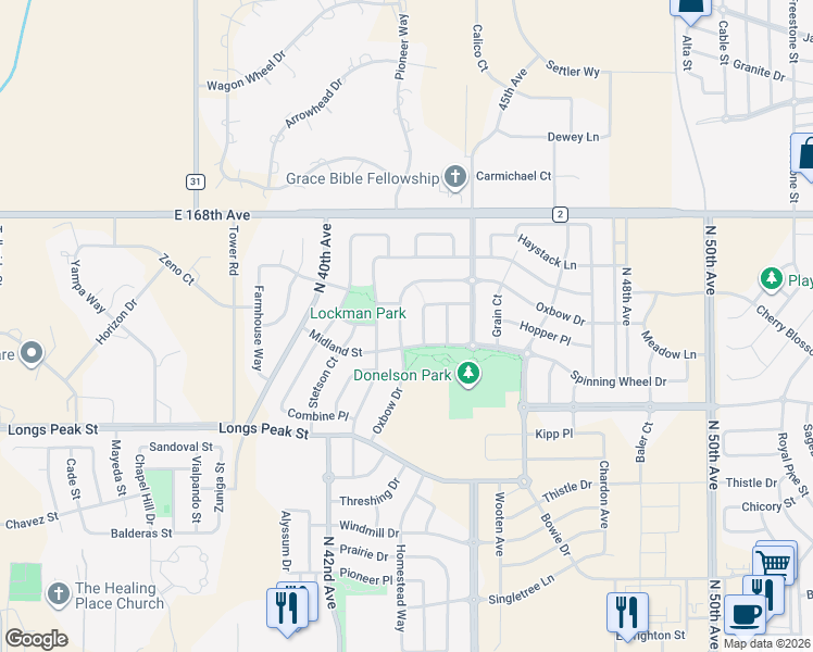 map of restaurants, bars, coffee shops, grocery stores, and more near 540 Oxbow Drive in Brighton