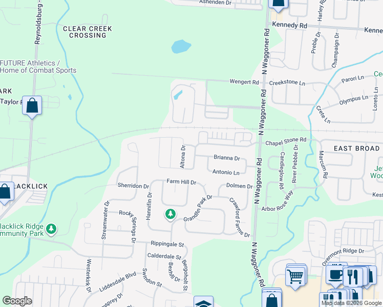 map of restaurants, bars, coffee shops, grocery stores, and more near 611 Slaybaugh Drive in Blacklick