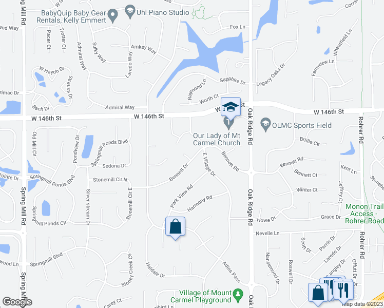 map of restaurants, bars, coffee shops, grocery stores, and more near 66 Bennett Road in Carmel