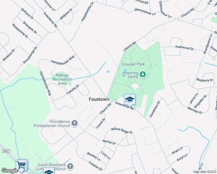 map of restaurants, bars, coffee shops, grocery stores, and more near 1081 Church Road in York