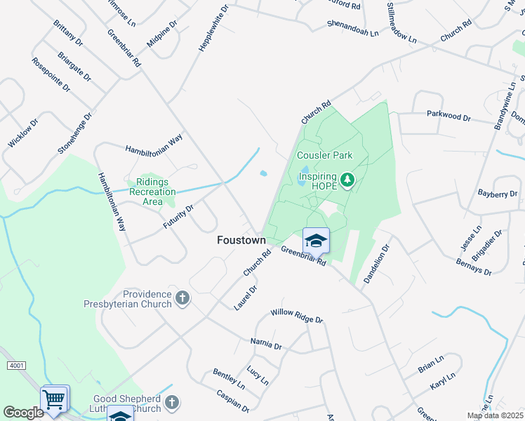 map of restaurants, bars, coffee shops, grocery stores, and more near 1081 Church Road in York