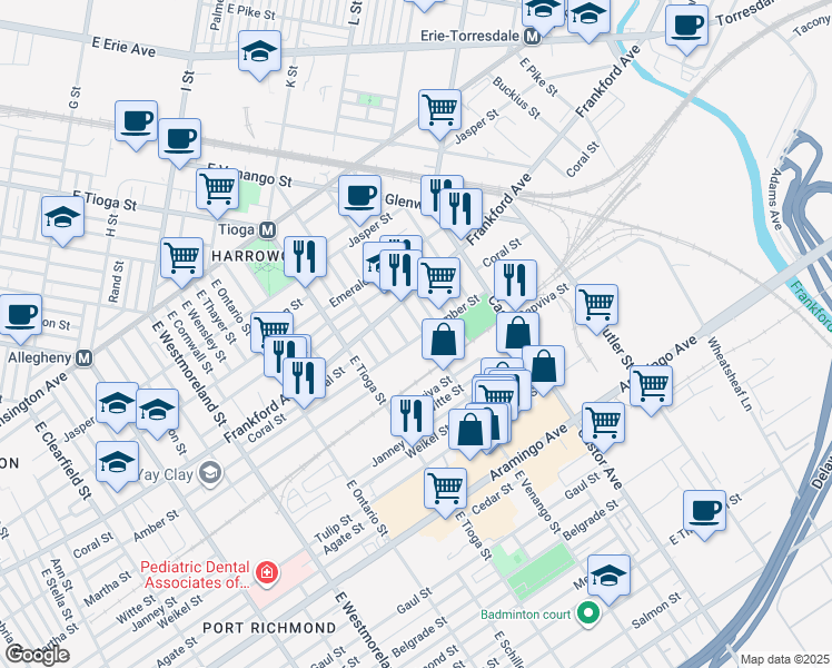 map of restaurants, bars, coffee shops, grocery stores, and more near in Philadelphia