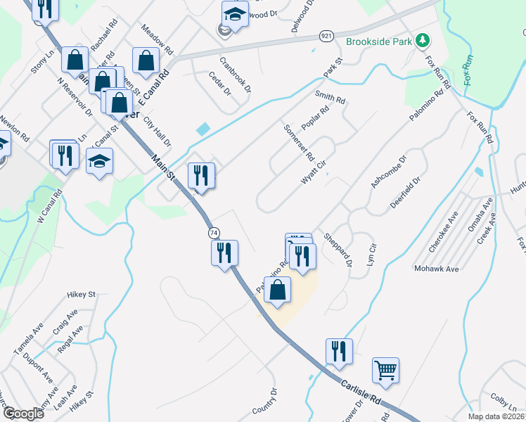 map of restaurants, bars, coffee shops, grocery stores, and more near 2002 Wyatt Circle in Dover