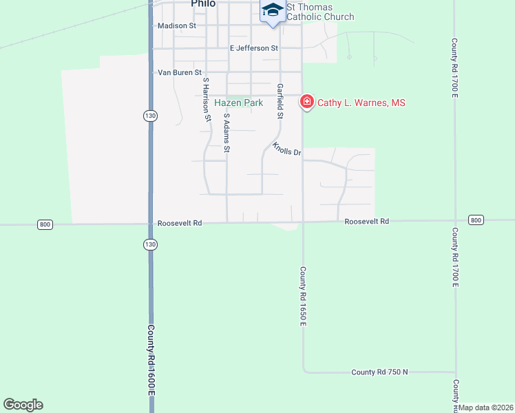 map of restaurants, bars, coffee shops, grocery stores, and more near 207 Eisenhower Drive in Philo