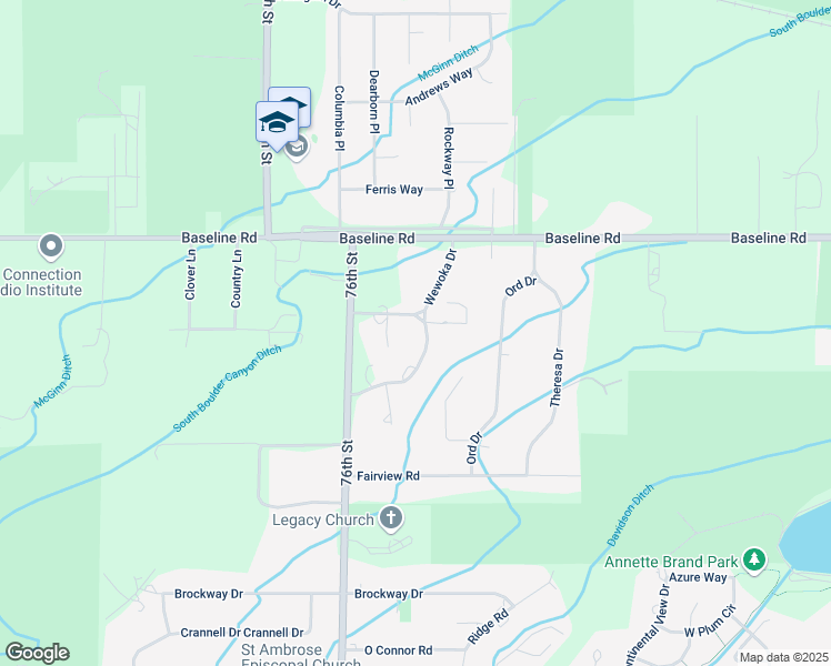 map of restaurants, bars, coffee shops, grocery stores, and more near 559 Wewoka Drive in Boulder