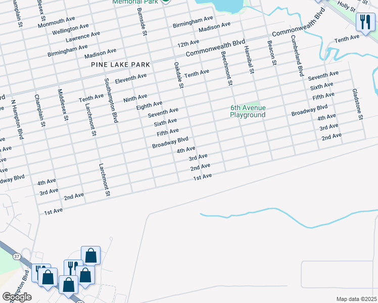 map of restaurants, bars, coffee shops, grocery stores, and more near 4th Avenue in Manchester Township