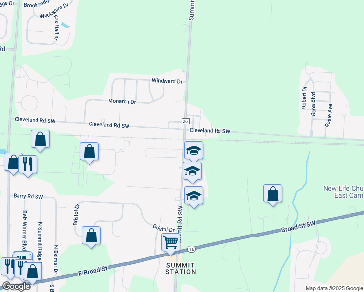 map of restaurants, bars, coffee shops, grocery stores, and more near in Pataskala