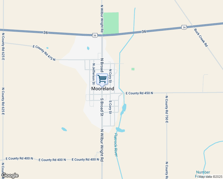 map of restaurants, bars, coffee shops, grocery stores, and more near 201 East Charles Street in Mooreland