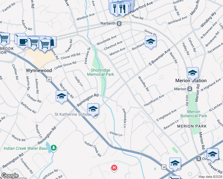 map of restaurants, bars, coffee shops, grocery stores, and more near 822 Wickfield Road in Wynnewood