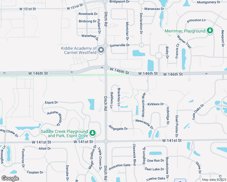 map of restaurants, bars, coffee shops, grocery stores, and more near 14531 Baldwin Lane in Carmel