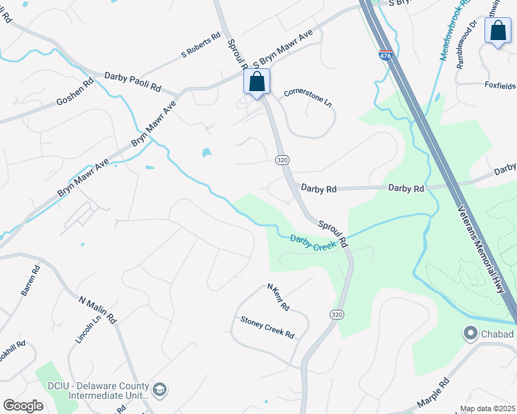 map of restaurants, bars, coffee shops, grocery stores, and more near 5041 Brittany Lane in Bryn Mawr