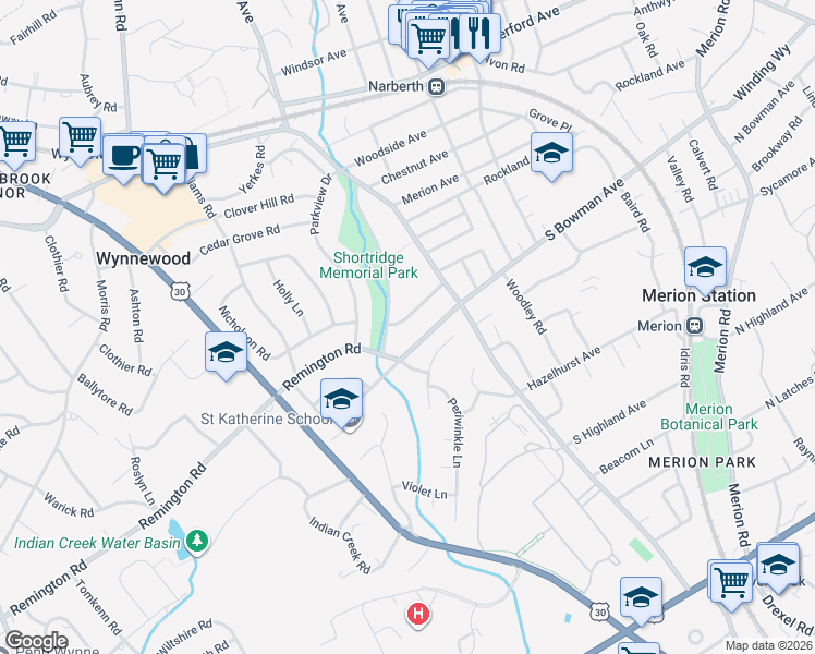 map of restaurants, bars, coffee shops, grocery stores, and more near 822 Wickfield Road in Wynnewood