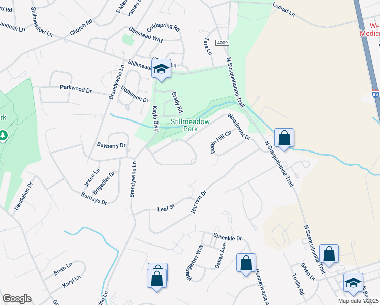 map of restaurants, bars, coffee shops, grocery stores, and more near 1023 Hearthridge Lane in York