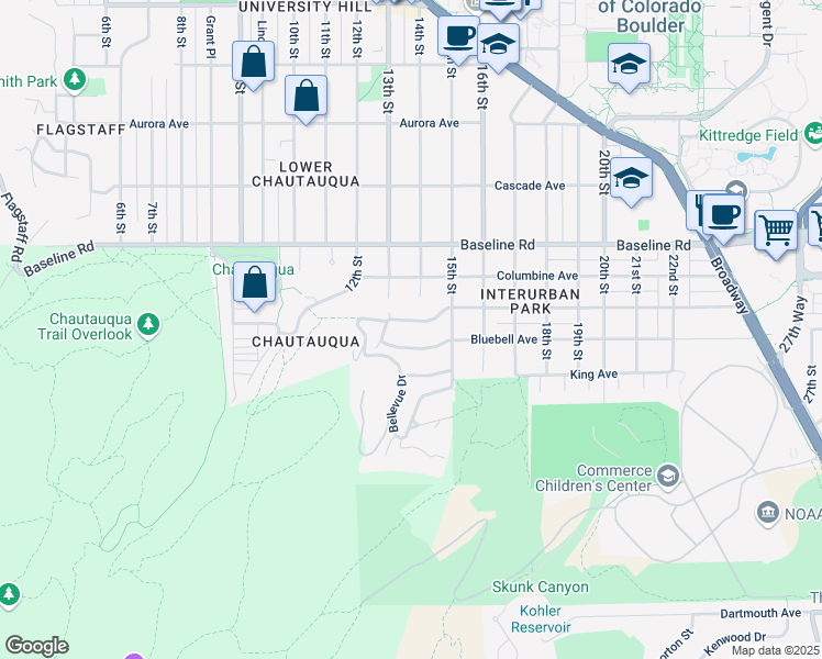 map of restaurants, bars, coffee shops, grocery stores, and more near 450 13th Street in Boulder