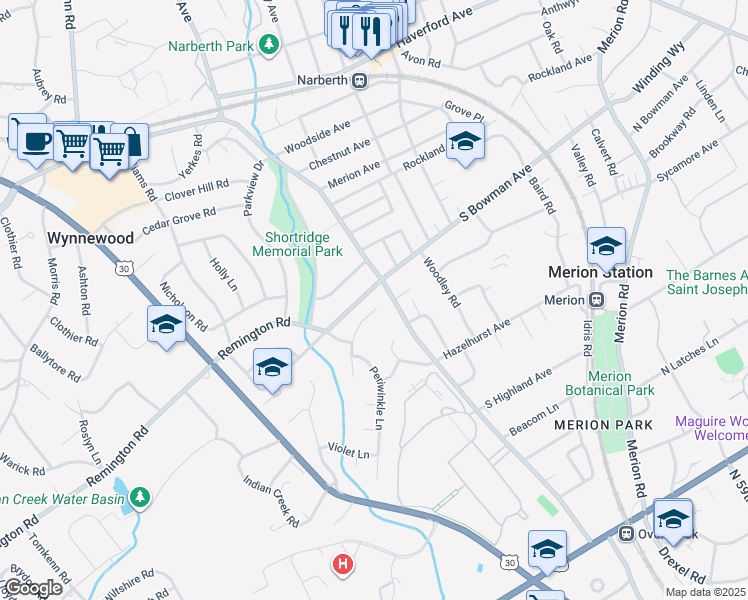 map of restaurants, bars, coffee shops, grocery stores, and more near 805 Primrose Lane in Wynnewood
