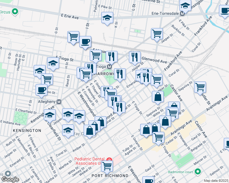 map of restaurants, bars, coffee shops, grocery stores, and more near in Philadelphia