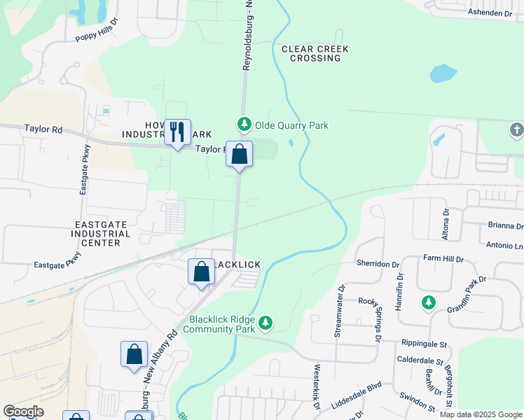 map of restaurants, bars, coffee shops, grocery stores, and more near 700 Reynoldsburg - New Albany Road in Blacklick
