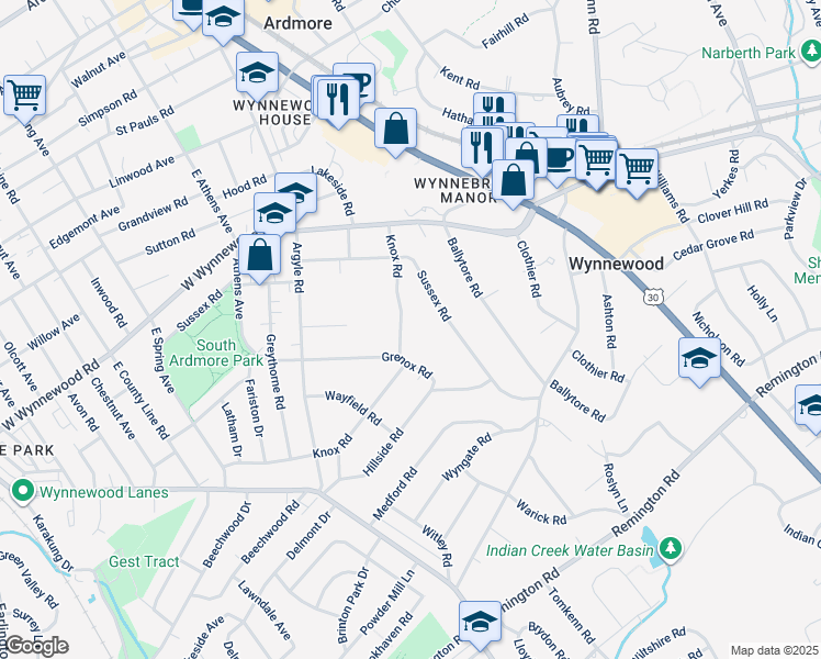 map of restaurants, bars, coffee shops, grocery stores, and more near 1242 Knox Road in Wynnewood