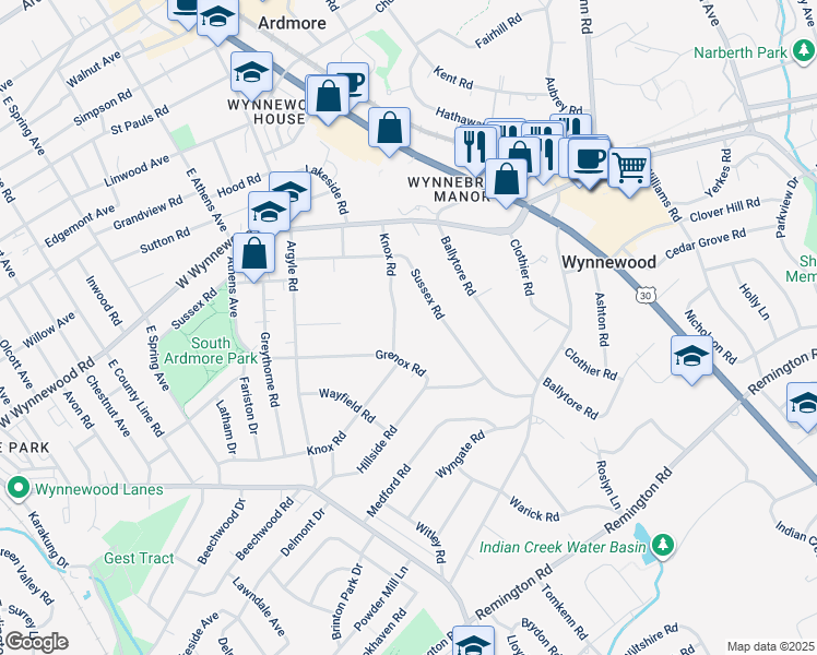 map of restaurants, bars, coffee shops, grocery stores, and more near 1242 Knox Road in Wynnewood