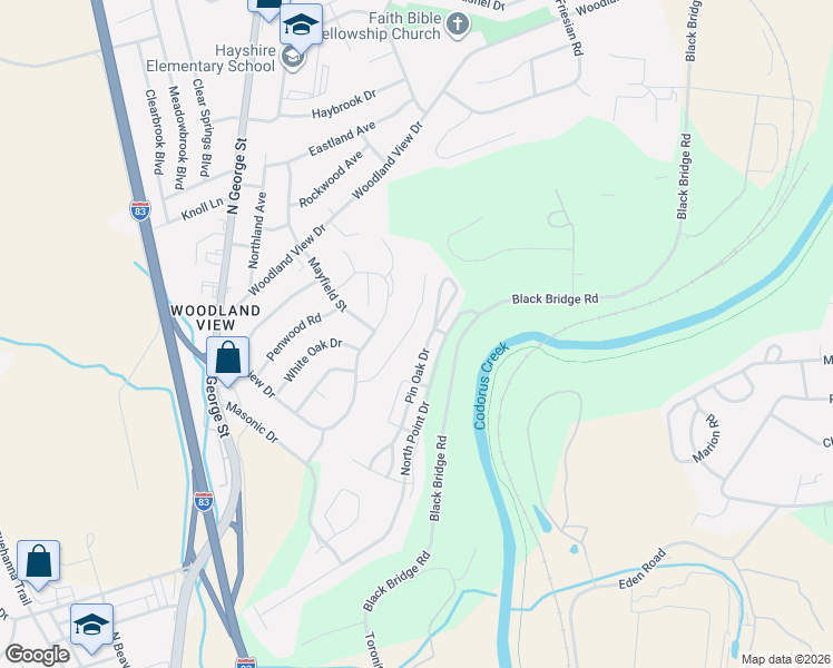 map of restaurants, bars, coffee shops, grocery stores, and more near 190 Greenleaf Road in York