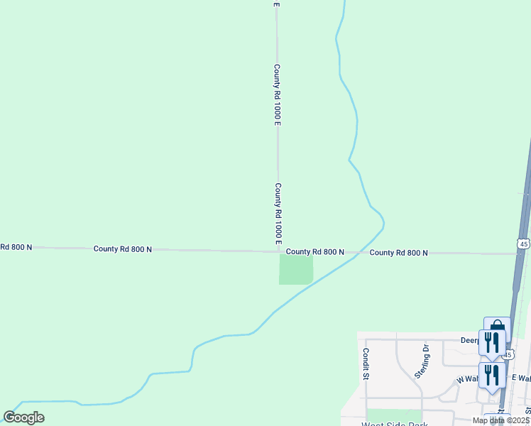 map of restaurants, bars, coffee shops, grocery stores, and more near 811 County Road 1000 East in Tolono