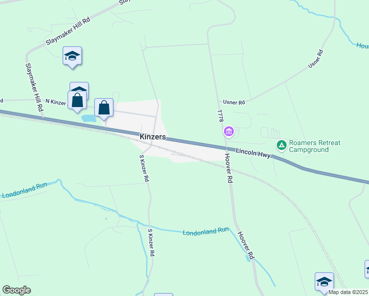 map of restaurants, bars, coffee shops, grocery stores, and more near 4920 Lincoln Highway in Kinzers