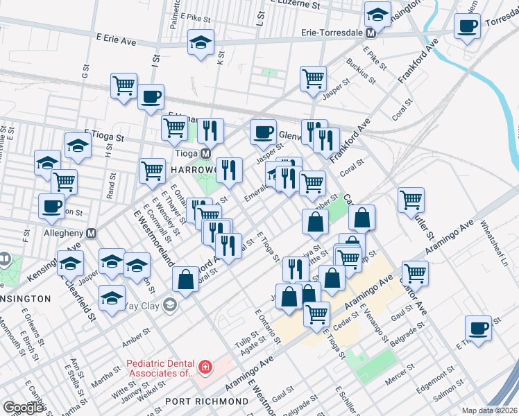 map of restaurants, bars, coffee shops, grocery stores, and more near in Philadelphia