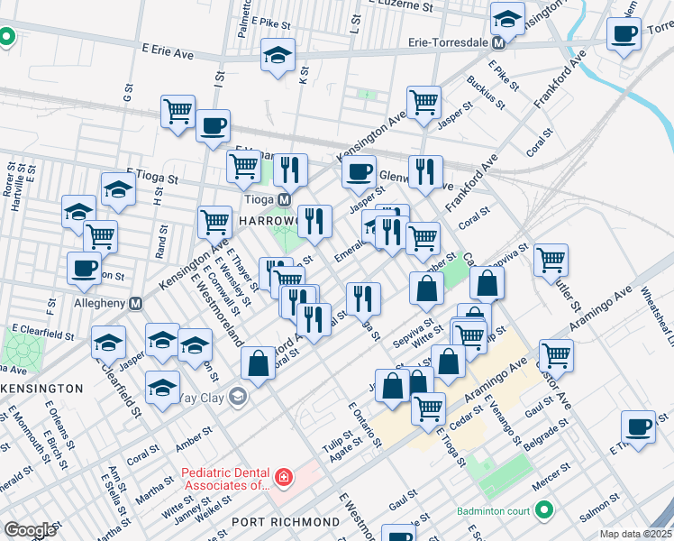 map of restaurants, bars, coffee shops, grocery stores, and more near in Philadelphia