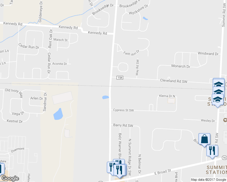 map of restaurants, bars, coffee shops, grocery stores, and more near 6725 Taylor Road Southwest in Reynoldsburg