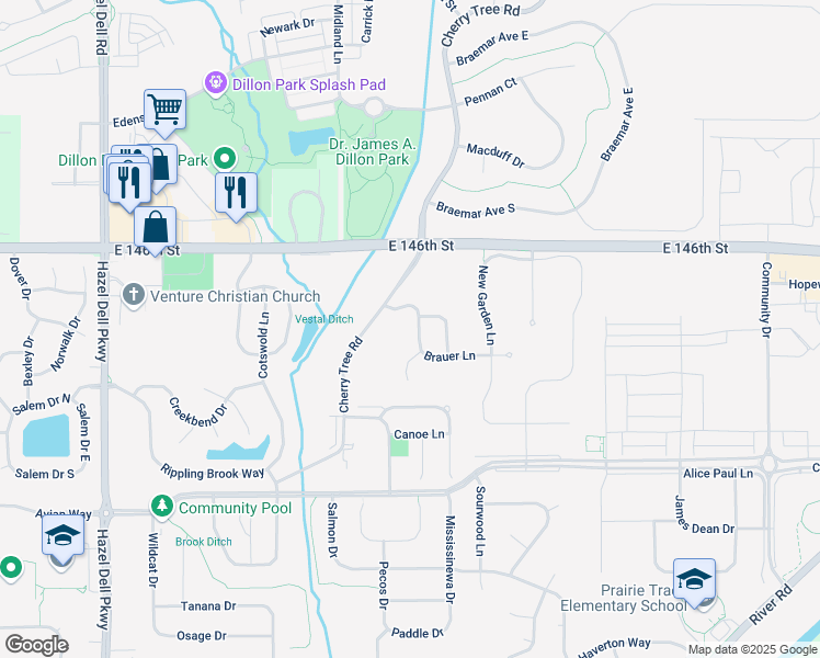 map of restaurants, bars, coffee shops, grocery stores, and more near 6478 Brauer Lane in Carmel