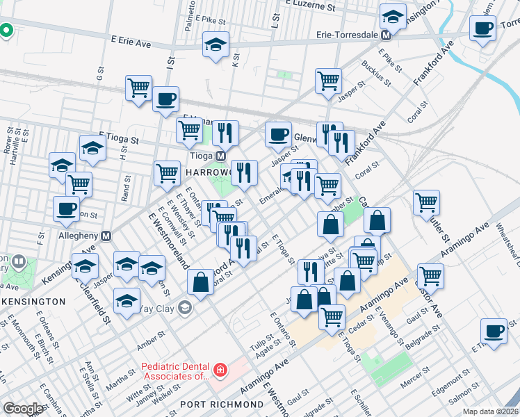 map of restaurants, bars, coffee shops, grocery stores, and more near in Philadelphia
