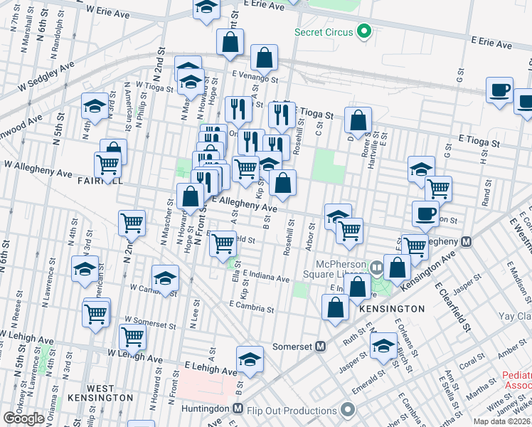 map of restaurants, bars, coffee shops, grocery stores, and more near in Philadelphia