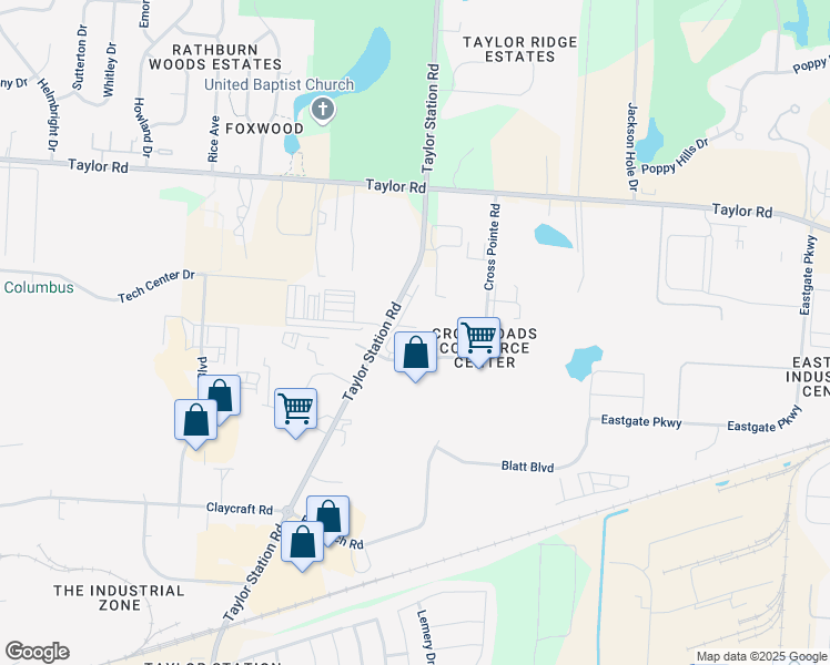 map of restaurants, bars, coffee shops, grocery stores, and more near 755 Cross Pointe Road in Gahanna