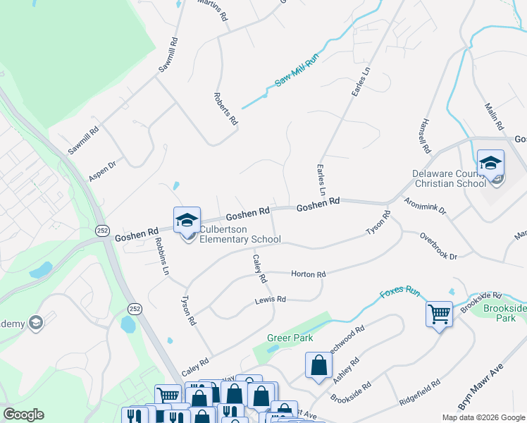 map of restaurants, bars, coffee shops, grocery stores, and more near 3514 Goshen Rd in Delaware