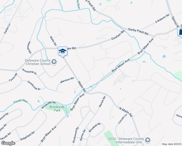 map of restaurants, bars, coffee shops, grocery stores, and more near 841 Milmar Road in Newtown Square
