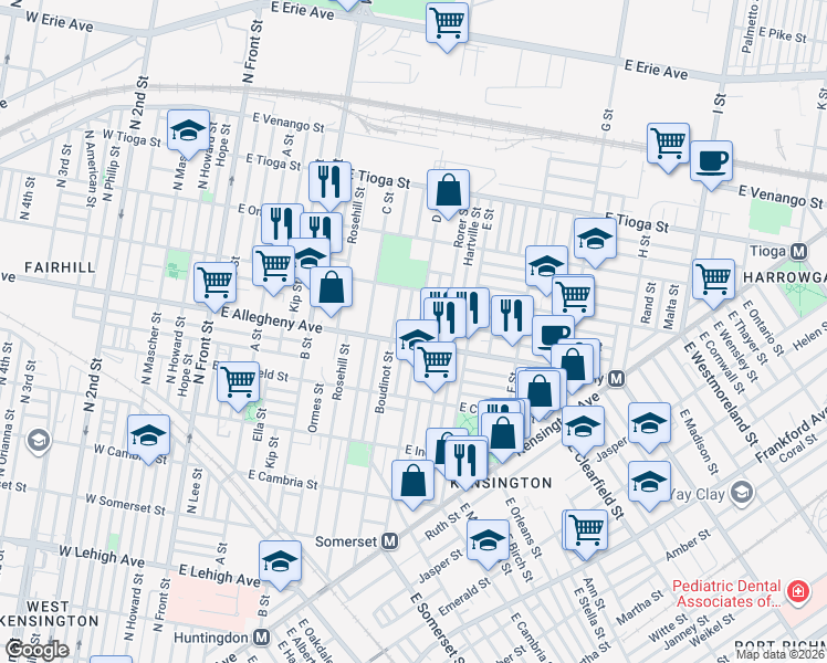 map of restaurants, bars, coffee shops, grocery stores, and more near in Philadelphia