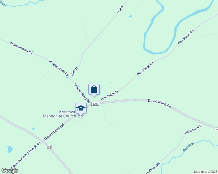 map of restaurants, bars, coffee shops, grocery stores, and more near 94 Pine Ridge Rd in East Berlin