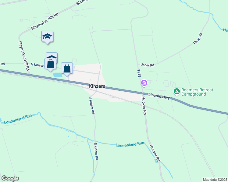 map of restaurants, bars, coffee shops, grocery stores, and more near 4920 Lincoln Highway in Kinzers