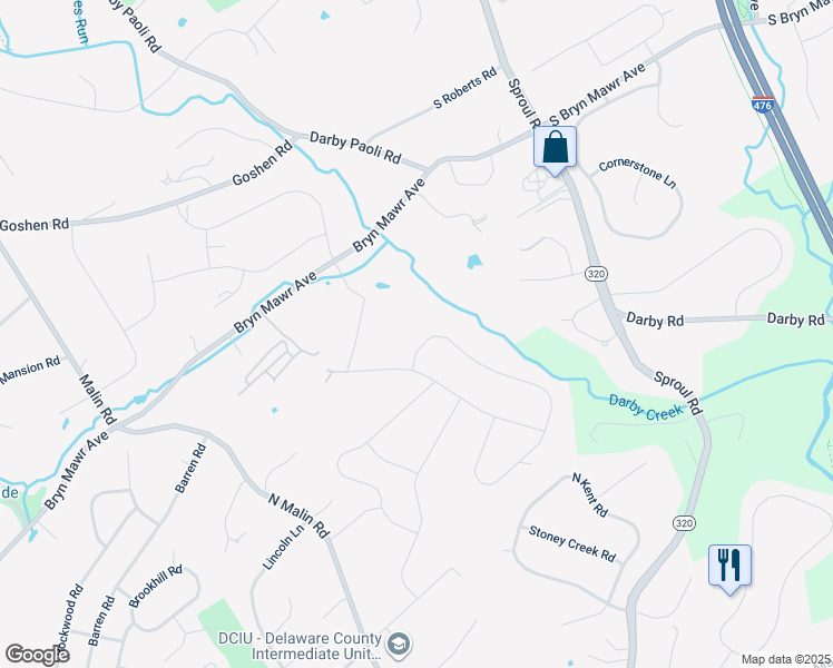 map of restaurants, bars, coffee shops, grocery stores, and more near 788 Fawn Hill Lane in Broomall