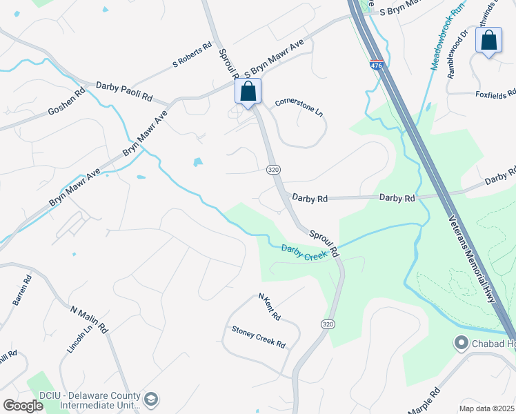 map of restaurants, bars, coffee shops, grocery stores, and more near 5041 Brittany Lane in Bryn Mawr