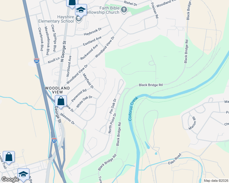 map of restaurants, bars, coffee shops, grocery stores, and more near 190 Greenleaf Road in York
